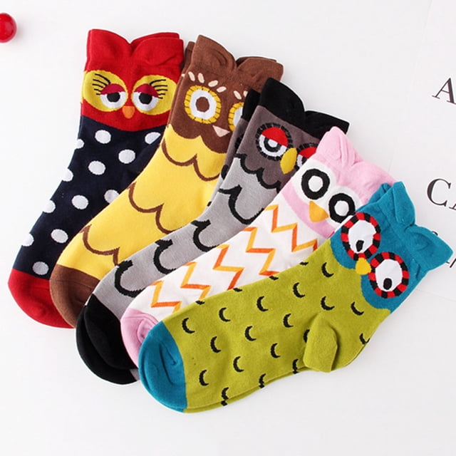 Chaussettes de Mode Animal Confortables Colorées Paires pour Femmes Style Hibou 5 Chaussettes Mignonnes de Mode