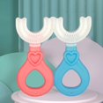 thumbnail image 4 of Cepillo de dientes portátil en forma de U para bebé, mordedor de silicona suave, cepillo de dientes, limpiador de dientes para niños, herramienta de cuidado de limpieza bucal, 360, 4 of 5