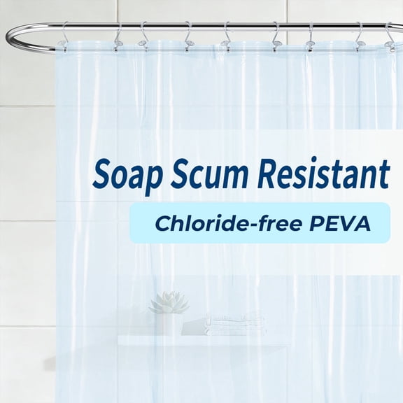 Yiannan Clear Blue PEVA Shower Curtain Liner, Rustproof Grommets, Waterproof, 3 Magnets,71x72