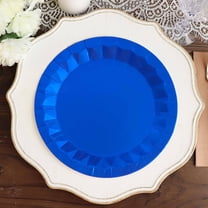 Efavormart 25 Pack | 9" Geometric Metallic Royal Blue Foil Dinner Paper Plates, Disposable Party Plates - 400 GSM