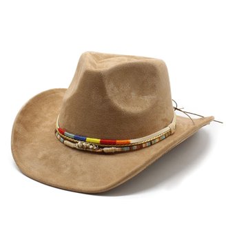 Women Men Cowboy Hat, Roll-up Wide Brim Contrast Color  display picture 1