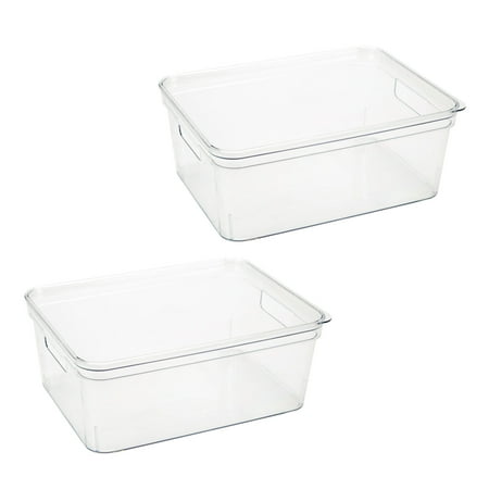 Simplify 2 Pack Medium Lidded Plastic Storage Bin Clear