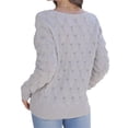 thumbnail image 4 of Langwyqu Autumn Winter Women Lace Stitching V Neck Knit Sweater Pullover, 4 of 5
