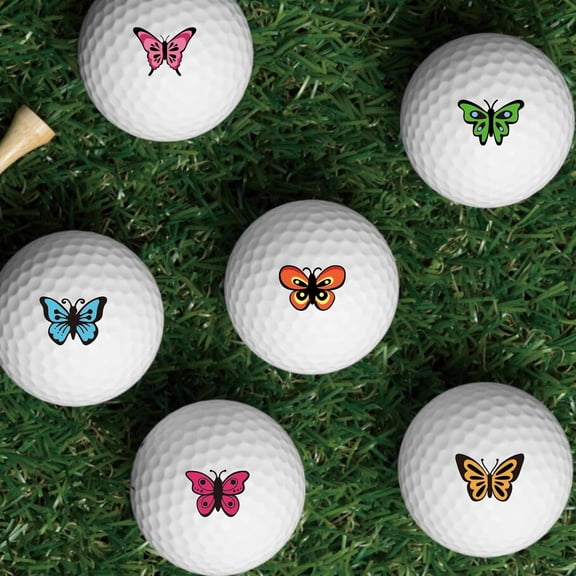 WEBEEDY 2 Sheets Colorful Butterfly Golf Ball Markers 32 Pcs Golf Ball Marking Stickers for Identify Golf Balls Golf Ball Customise Markers Golfer Gift Golfing Accessories