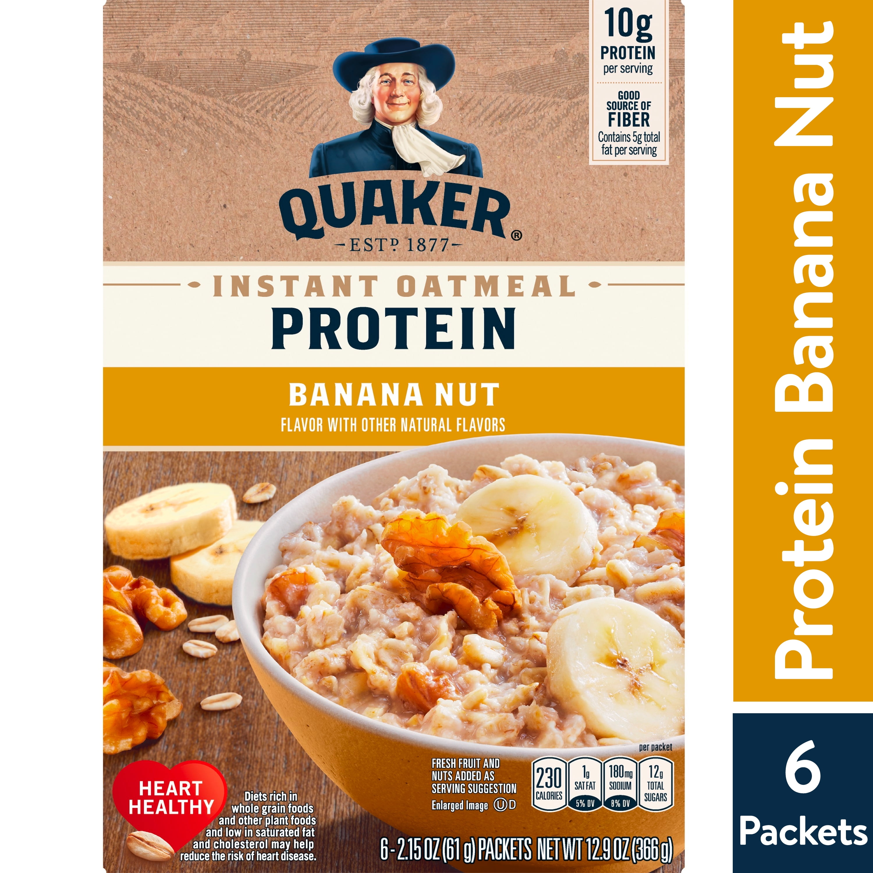 Quaker Select Starts Protein Instant Oatmeal Banana Nut 2.15 Oz 6 Count