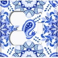 thumbnail image 4 of Metal Light Switch Plate Cover Mandala Blue White Flower Tile Pattern MDL089, 4 of 13