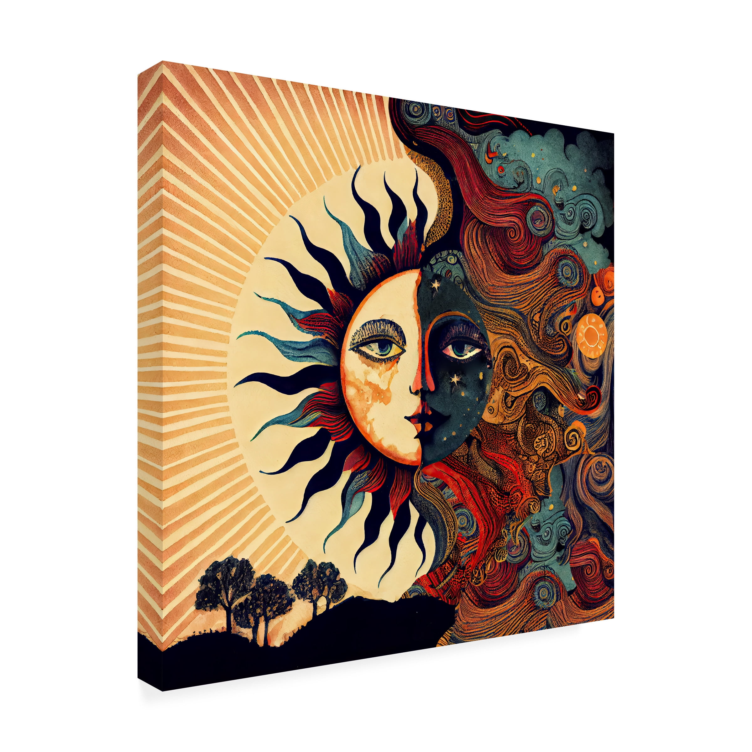Canvas Wall Art - Sasha 'The Moon Says to the Sun I' Wall Art for Living Room, Bedroom, or Office Décor by Trademark Fine Art - 24 x 24 Inches