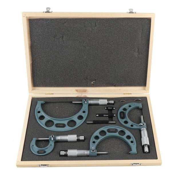 Juego de micrómetros exteriores, 4 piezas Micrómetro externo métrico de 0 a 100 mm Micrómetro de primera línea Jadeshay A