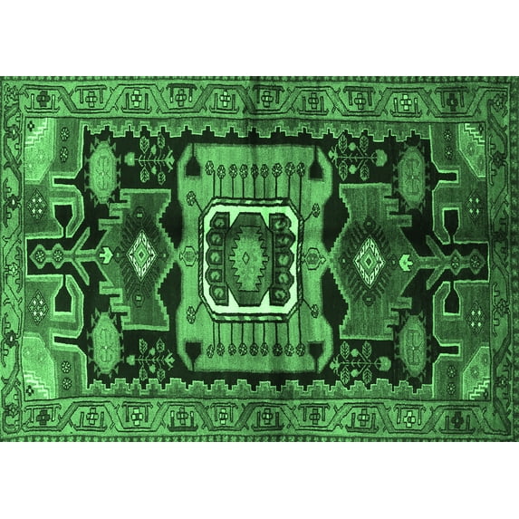 Ahgly Company Indoor Rectangle Persian Emerald Green Traditional Area Rugs, 4' x 6'