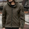 thumbnail image 2 of Brondbend Men Coat Jackets for Men Hooded Long Sleeved Zipper Pocket Outerwear Solid Color Warm Jacket Loose Fit Work Tops Green, 2 of 5