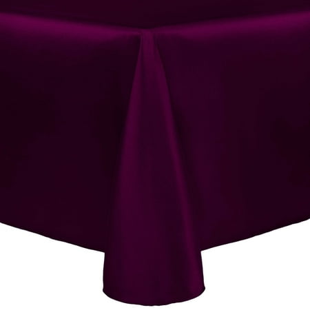 

Ultimate Textile (2 Pack) Reversible Shantung Satin - Majestic 108 x 108-Inch Square Tablecloth - for Weddings Home Parties and Special Event use Aubergine Eggplant