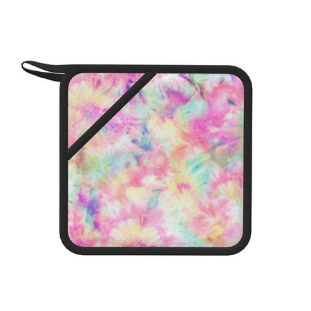 

1 Pc Silicone Anti-Hot Hot Pads Oven Mitts Heat Resistant Pot Holders With Pockets Non Slip Oven Glove Potholder For Kitchen Cooking Bbq Baking 7.1in Colourful Tie Dye Paisley
