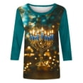thumbnail image 5 of Cavosen Hanukkah Pullover Sweater Chanukah Jewish Candles UglySweatshirt Crew Neck 3/4 Length Sleeve Stretch Hebrew Gifts Humor Tee Tops, 5 of 5