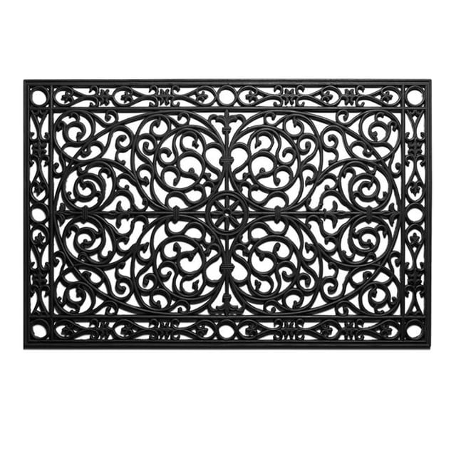 2 x 3 ft. Gatsby Rubber Rectangular Doormat, Black