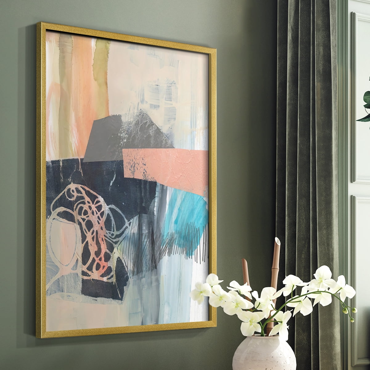 Reductive II in Gold Solid Wood 8 x 10 Framed Print