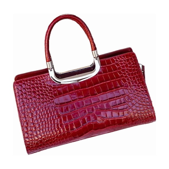 Genuine Cowhide Leather Women Satchel,Crocodile Embossed Crossbody Shoulder Handbag