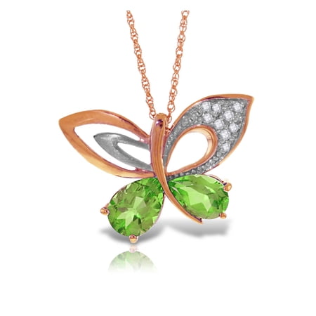 Galaxy Gold 14K Solid Gold Natural Diamond Butterfly Necklace for Women - Rose Gold Fine Jewelry