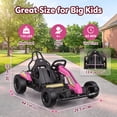 thumbnail image 2 of Funcid 24V 10Ah Big Battery Go Kart for Kids Age 6-12, Ride on Toys with 600W Motors, 7.5 MPH Electric Go Kart W/ EVA Wheels, 4-Level Adjustable Seat & 360° Drift Mode, LED Power Display, Pink, 2 of 7