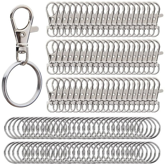 100PCS Keychain Hooks with Key Rings,.Metal Swivel Lobster Claw Clasps, for Keychain Clip Lanyard, Jewelry Making, Crafts