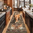 thumbnail image 5 of Washable Runner Rug, 3x12 Non-Slip Boho Vintage Hallway Rug Runner with Rubber Backing, Stain Resistant Low Pile Distressed Carpet Runner for Bedroom, Kitchen, Laundry, Entrance, 5 of 6