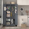 thumbnail image 4 of Metal Storage Cabinet with Lock,72" Garage Storage Cabinets with Hanging Rod & S-Hooks,Large Storage Cabinet with Shelves,Locking Tool Utility Closet for Home,Garage,Utility Room,Dark Grey, 4 of 9