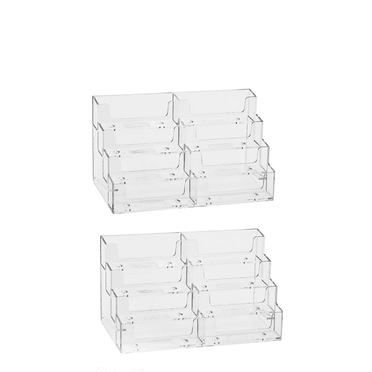 CCOCC 2Pcs Transparent Business Card Holder,Large Capacity Business Card Holder Desk,Premium Acrylic Card Display Stand for Office and Events