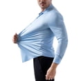 thumbnail image 2 of Deago Men's Dress Shirts Solid Long Sleeve Stretch Wrinkle-Free Wedding Formal Shirt Business Casual Button Down Shirts (Blue, M), 2 of 8