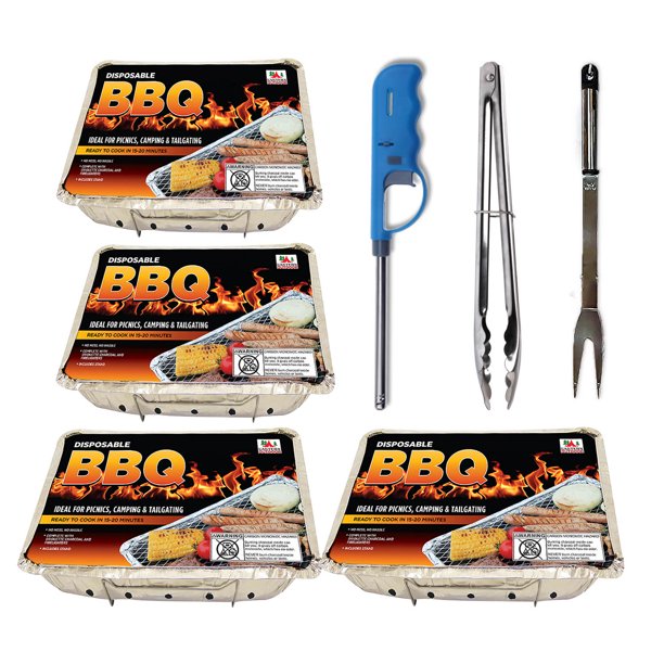 Disposable Bbq Grill Set (4 Pk) Aluminum Portable Disposable Charcoal