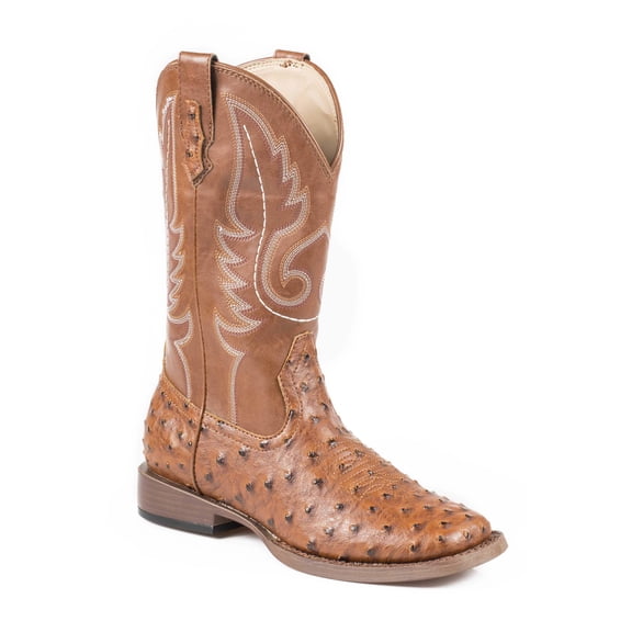 Roper 09-020-1900-0807 (DS)Mens Tan Faux Leather Ostrich Print Vamp Tan 7.5 D
