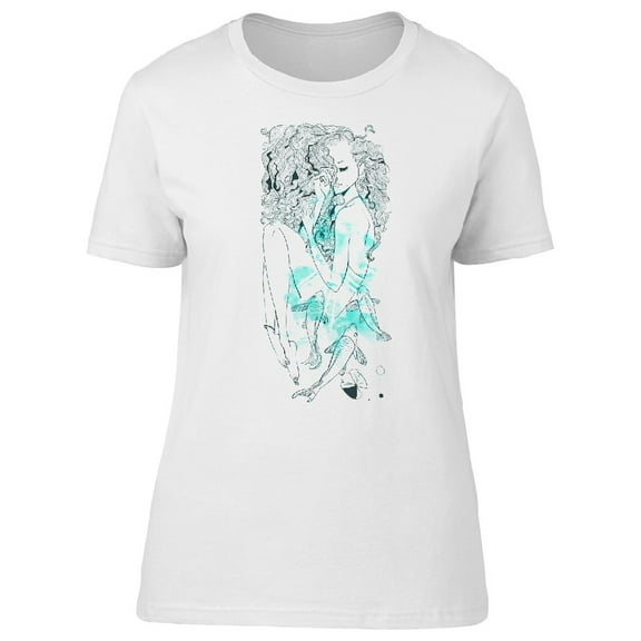 Beautiful Watercolor Sea Lady Tee Women's -Image by Shutterstock