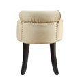 thumbnail image 4 of Posh Living Alena Button Tufted Linen Fabric & Solid Birch Vanity Stool in Beige, 4 of 7