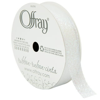 Offray Ribbon, White 1 1/2 inch Acetate Polyester Outdoor Ribbon for Floral  Displays and Decorations, 21 feet, 1 Each