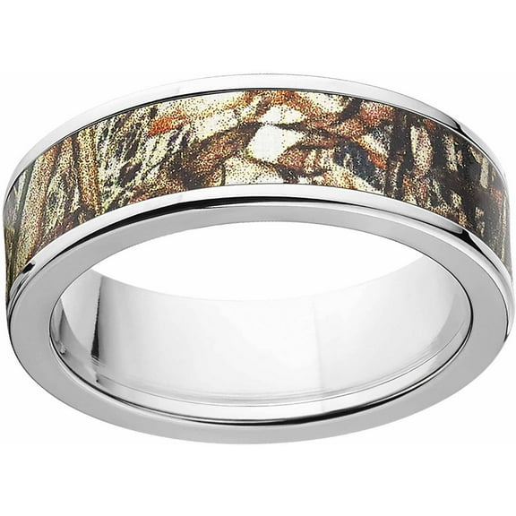Duckblind Men's Camo 7mm Stainless Steel Wedding Band with Polished Edges and Deluxe Comfort Fit