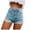 Blue, variant on IROINNID Women's Casual Fashion Insert Pockets Personality Ultra-Shorts With Pocket Denim Shorts With Pocket
