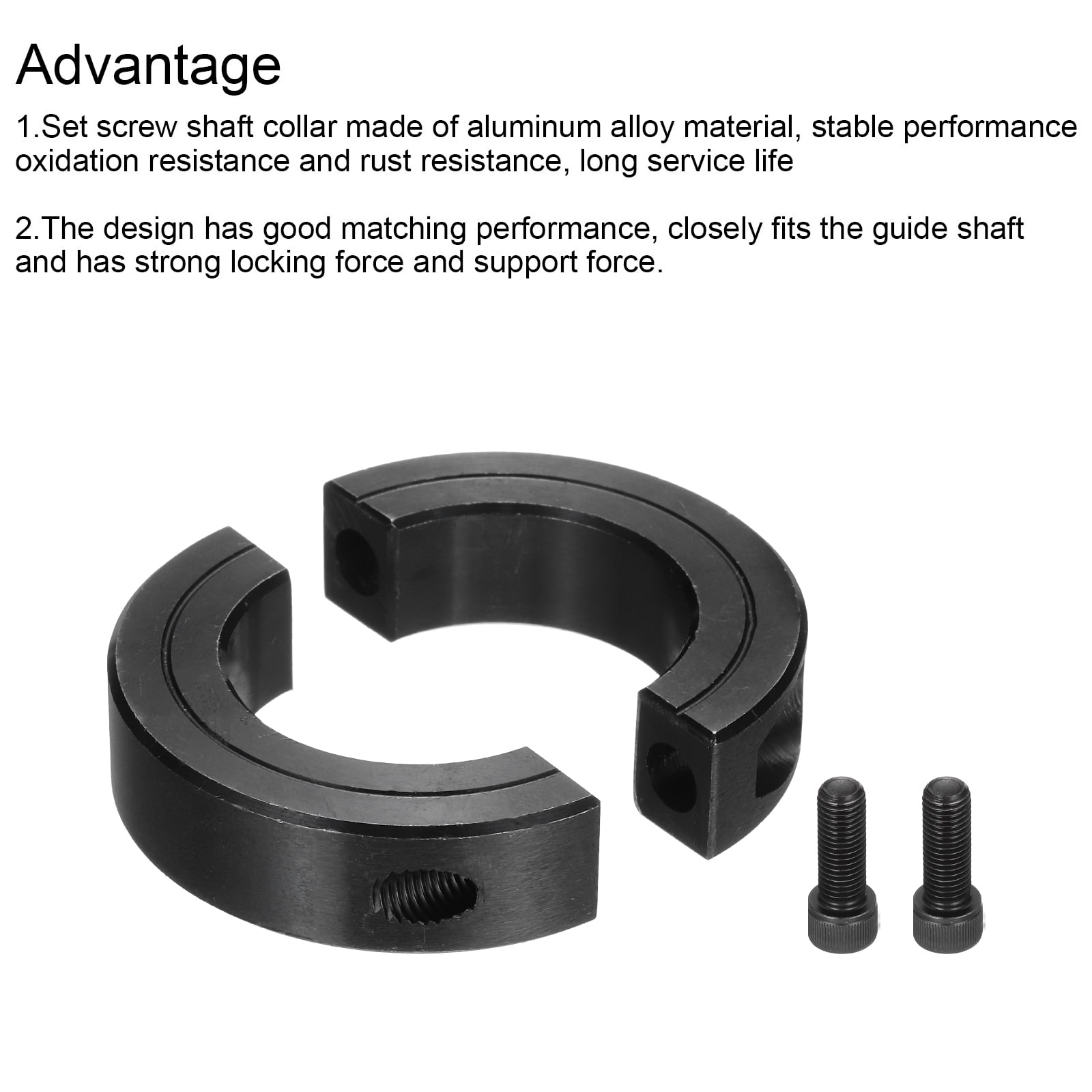 Uxcell Shaft Collar 1 3/8" Bore Double Split Carbon Steel Clamping Collar Shaft Collars with Set Screw Black 2 Pack
