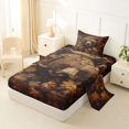 thumbnail image 2 of Manfei Flag Fall Leaves Twin Sheets,Rustic Bear Bedding,Red Gold,3pcs,1 Fitted Sheet and 1 Pillowcase, 2 of 6