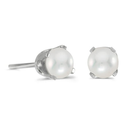 Sterling Silver Round Freshwater Cultured Pearl Stud Earrings
