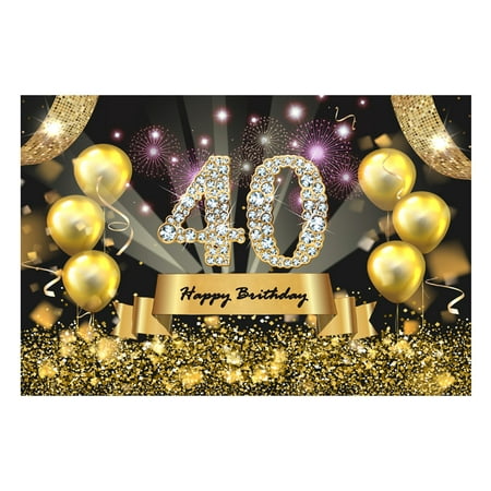 Image of Hemoton Birthday Photographic Prop Balloon Printed Background Cloth Fashion Diamond 40 Photo Taking Tool (210x150cm)