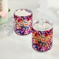 thumbnail image 2 of Yayeee 2 Pack Qtip Holder Bathroom Cotton Swab Canister with Lid Clear Dispenser Set, Purple Colorful Circles, 2 of 6