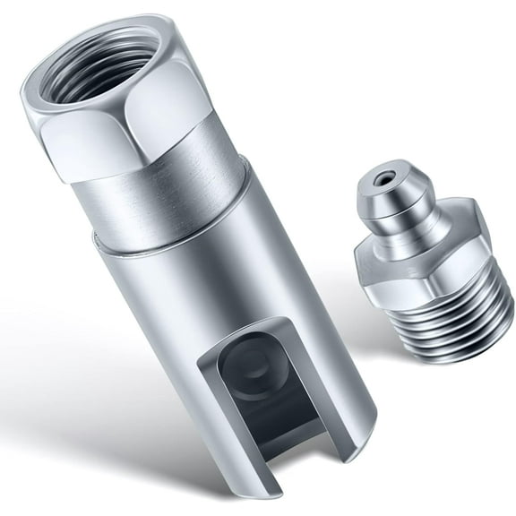 Lsupdaol Grease Gun Coupler with 1/8 inch NPT Threads, Push on Slotted Right Angle 90 Degree Grease Coupler Fits Standard 1/8 inch NPT Grease Hoses, 2.1 Inch Length