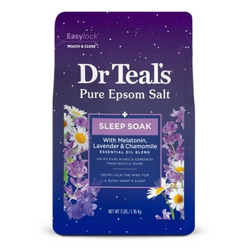 Dr Teal's Pure Epsom Salt Melatonin Sleep Soak with Essential Oil Blend, 3 lbs