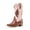 PINK/BROWN, variant on Girls' Western Cowgirl Cowboy Boots Glitter Rainbow Embroidered Mid-Calf Boots