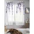 thumbnail image 5 of Purple Eucalyptus Leaves Curtains 72 Inch Length,Sheer Curtains for Bedroom Living Room Window Watercolor Summer Botanical Rod Pocket Voile Drapes Kitchen Curtains Small Half Window 52"x72" 2 Panels, 5 of 7