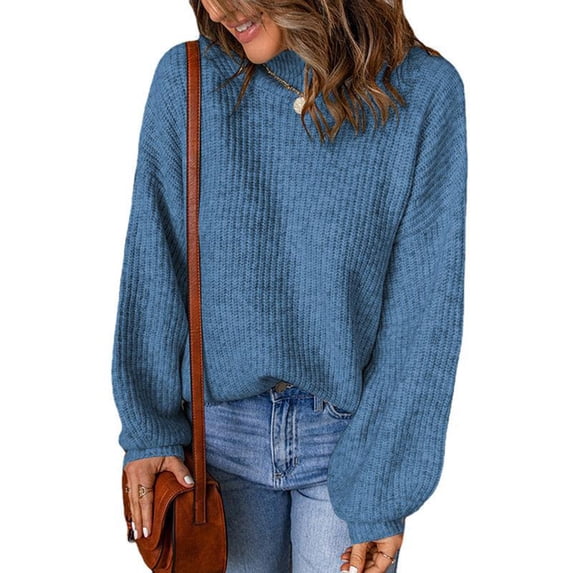 Womens Sweaters Long Sleeve Turtleneck Knit Sweater Casual Loose Pullover Jumper Tops
