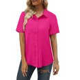 thumbnail image 3 of ONLYSHE Womens Short Sleeve Business Collared Work Office Formal Casual Blouse Tops Button Down Shirts, 3 of 5