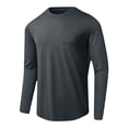 thumbnail image 4 of yoeyez Men's Sun Protection Shirts Solid Color Long Sleeve Sunscreen Shirt Lightweight Breathable Spf Rash Guard for Fishing Hiking Swimming Running Dark Gray,XL, 4 of 7