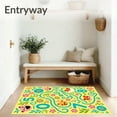thumbnail image 3 of ODIKA 3'x5' Machine Washable Non-Slip Area Rug, Animal Parade Counting Path with Fun Faces and Nature Inspired Motifs High Traffic Rug, Yellow, 685596, 3 of 7