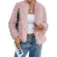 thumbnail image 1 of Abrigo de Piel Sintética para Mujer, Chaqueta de Piel con Solapa Corta, Parka de Larga con Abertura Frontal Rosa L, 1 of 7