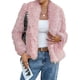 thumbnail image 1 of Abrigo de Piel Sintética para Mujer, Chaqueta de Piel con Solapa Corta, Parka de Larga con Abertura Frontal Rosa L, 1 of 7