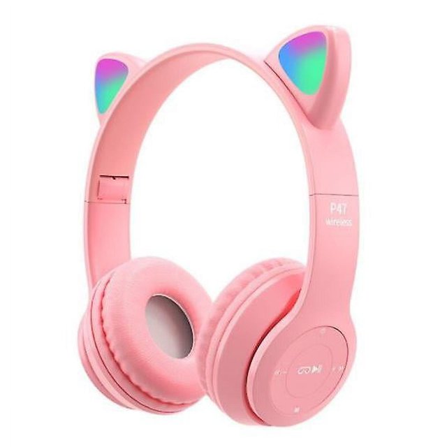 Brown Auriculares con Oreja De Gato Bluetooth 5.0 para Niños Auriculares Inalámbricos Estéreo Plegables Montados En La Cabeza con Micrófono Luz Led Y Control De Volumen Compatible
